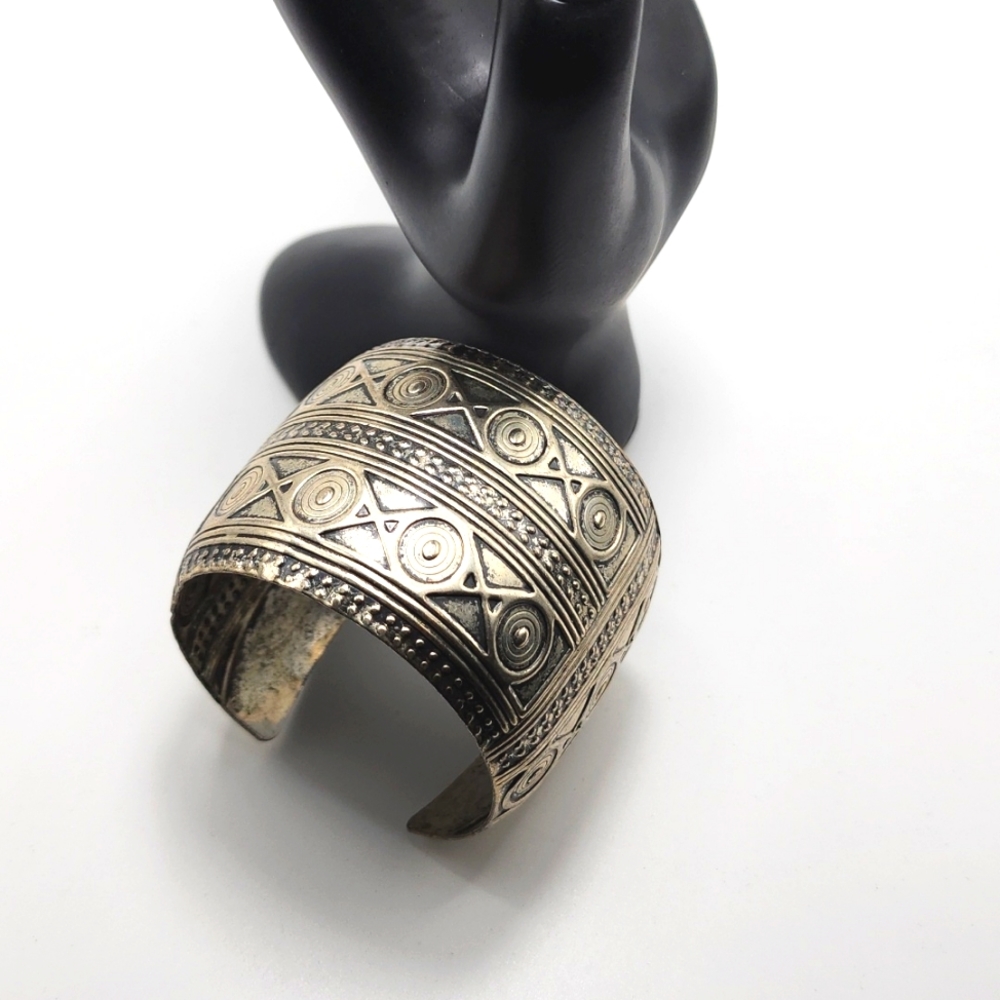 Silver Tribal Cuff Bracelet